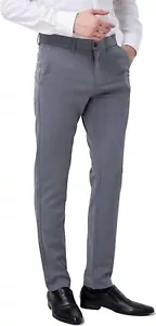 Plaid and Plain Men's Size 36Wx28L Grey Slim Classic Pants Slacks Trousers NWT - Picture 1 of 5