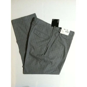 MURANO 38/30 MENS NEW GRAY 100%COTTON CASUAL PANTS CLASSIC FIT FLAT FRONT - Picture 1 of 4