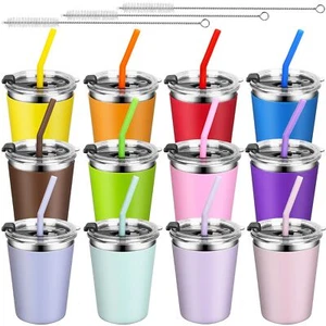 12 Pack 12oz Stainless Steel Spillproof Toddlers Cups with Lid and Straw - Picture 1 of 7