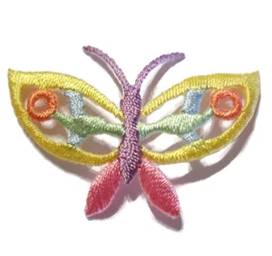 Pastell Schmetterling bestickt Applikation Patch Lot Cutwork gelb rosa ~ 7er Set - Bild 1 von 2