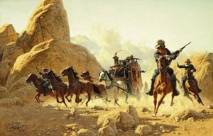 Frank C. McCARTHY "Ambush " Limited Edition PRINT Old West Action Stagecoach ART - Picture 1 of 10