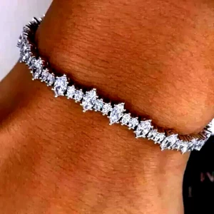 8 Ct 925 Sterling Silver Marquise Cut Lab Created Diamond Women Tennis Bracelet - Picture 1 of 1