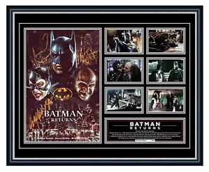 BATMAN RETURNS 1992 KEATON DEVITO SIGNED POSTER PHOTO LE FRAMED MEMORABILIA - Picture 1 of 5