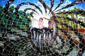 UV Backdrop Schwarzlicht Psychedelisch Kunst Wandbehang Psy Goa Deko Neon Banner - Picture 1 of 8