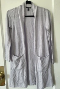 Cardigan Eileen Fisher cashmere linea lunga lavanda taglia S tasche - Foto 1 di 4