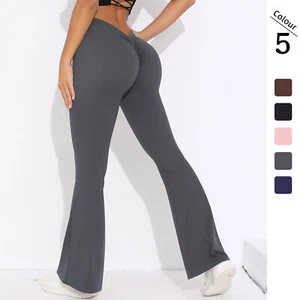 Scrunch Butt Gym Flare Leggings Sexy V Waist Push Up Leggings Women Fiteness - Picture 1 of 68