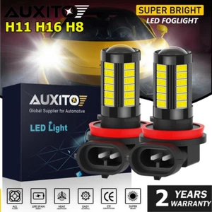 AUXITO LED Fog Driving Light H11 H16 H8 6000K Super Bright White Bulbs Fanless - Picture 1 of 12