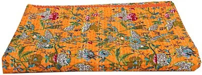  Indian Kantha Quilts Throw King Size Handmade Floral Print Reversible Cotton - Image 1 of 4