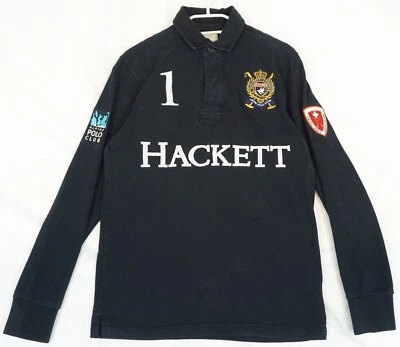 Hackett Swiss Alpine Polo Club Negro Manga Larga Polo Hombre S - Imagen 1 de 4