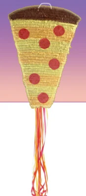 Pizza Pinata Piñata Decoration Birthday Party Pull string Hit WITH OPTION STICK - Image 1 of 4