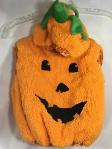 Baby Halloween Costume PUMPKIN Fleece Vest Outfit Hood Soft 12 - 24 Months - Picture 1 of 4