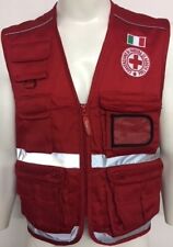 Gilet multitasche rosso Croce Rossa Italiana rifrangente loghi Cri