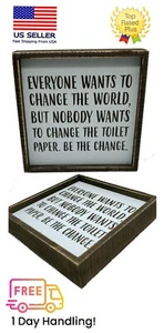 Todo el mundo quiere cambiar el mundo letrero de madera decoración del hogar ¡Envío gratuito! - Imagen 1 de 2