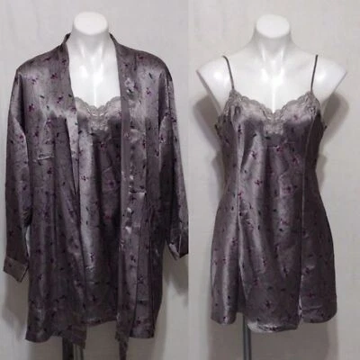 Victoria's Secret Floral Satin Slips Lingerie Dress & Kimono Robe Set M/One Size - Image 1 of 4