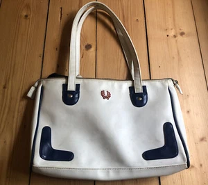 Fred Perry Vintage Tasche, Schultertasche weiß/ blau 90er Jahre Original! Rar! - Bild 1 von 4