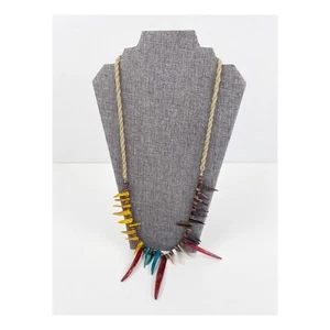 Halskette Statement Lang Perlen Spike Mehrfarbig Y2K Lang Twist Stoff Strang  - Bild 1 von 5