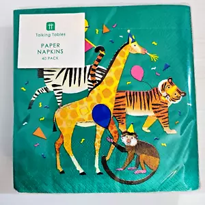 Mesas parlantes servilletas de papel cebra, jirafa, tigre, mono paquete de 40 3 capas 13x13" - Imagen 1 de 5