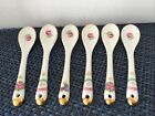 Porcelain Spoons 6 Gold Trim~Pink Roses~ Hand Painted