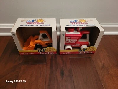 Lote de 2 camiones de bomberos y cargadores My 1st Tonka 1986 con cajas originales Foto 1 de 4