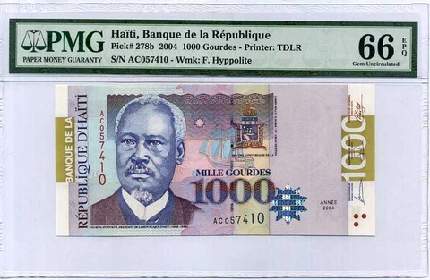 Haiti 1000 Gourdes 2004 P 278 Gem UNC PMG 66 EPQ Cover