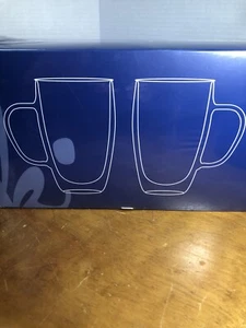 Thermo Double Wall Clear Mugs Cups New Insulated Borosilicate 14.88 Oz Set of 2 - Picture 1 of 8