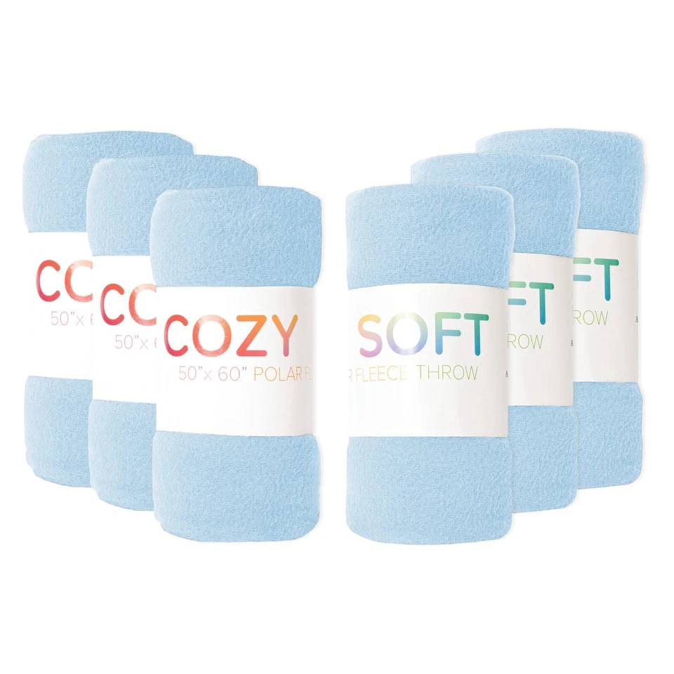 Acogedoras mantas de lana polar suave, paquetes de 6, 12 y 24, opciones de color, 50x60 Foto 1 de 4