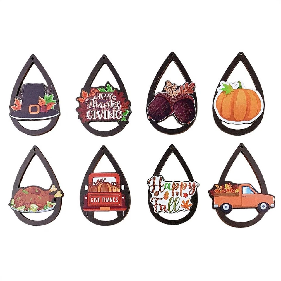 40 piezas Colgantes de madera calabaza día de Acción de Gracias lágrima encanto para collar joyería Foto 1 de 1