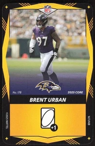 2025 UNO Elite Core Edition - Yellow Brent Urban Card #178 - Baltimore Ravens - Picture 1 of 2