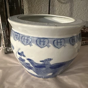 Chinese Decorative Blue & White Porcelain Planter MFlower Pot 5x6 - Picture 1 of 7
