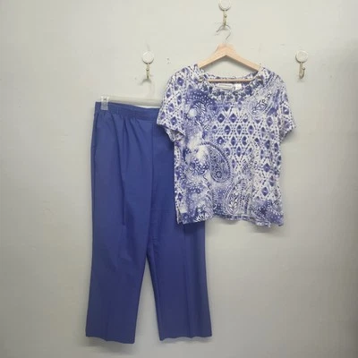Alfred Dunner Short Sleeve Pant Set 14 pettite Large P - Изображение 1 из 4