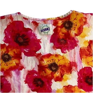 S.C.R.U.B.S. Scrub Top Size XL Orange Yellow Watercolor Flower Floral Print - Picture 1 of 10