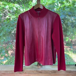 Pendleton Women's Red Leather And Wool Jacket Size XL. NWOT - Picture 1 of 8