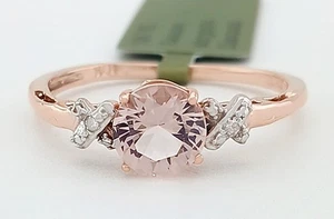 GENUINE 1.03 Cts MORGANITE & DIAMOND RING 10K ROSE GOLD - Free Certificate -NWT - Picture 1 of 6