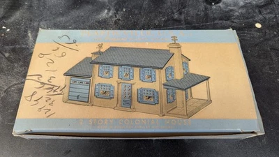 Plasticville LH-4 2 Story Colonial House Kit red sides gray roof LNIB 1954 - Image 1 of 2