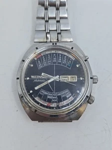 Orologio Vintage Raro Wittnauer 2000 Automatico Quadrante Blu Data Giorno Perpetuo Anni 70 - Foto 1 di 8