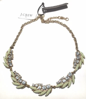 Collar J CREW Diamantes de Imitación Transparente Verde Floral Tono Dorado Cadena 21" Nuevo con Etiquetas Foto 1 de 4