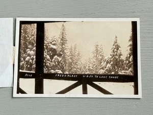 Vintage RPPC Lake Tahoe CA US Highway 50 Porch Note "Business Ruined" V15 - Picture 1 of 5