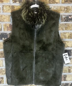 NEW Stampede Collection Running Wild Rabbit Fur Vest with Racoon Hood Trim - Picture 1 of 14