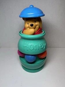 Disney Winnie the Pooh Spinning Honey Pot Pop-Up Baby Toy Mattel Teal Blue - Picture 1 of 7