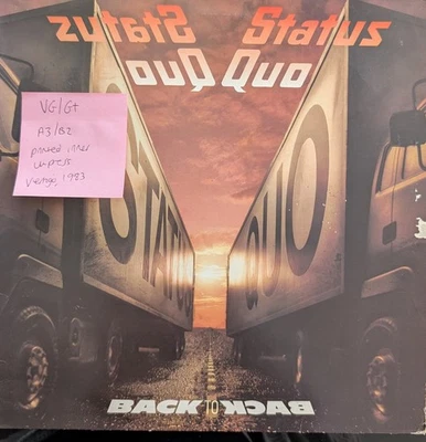 Status Quo ‎Back To Back Vinyl Record VG/G+ VERH 10 1983 - Image 1 of 2