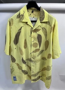 MCQ Alexander Mcqueen- Yellow Leaf Print Silk Shirt Size: L - Picture 1 of 18