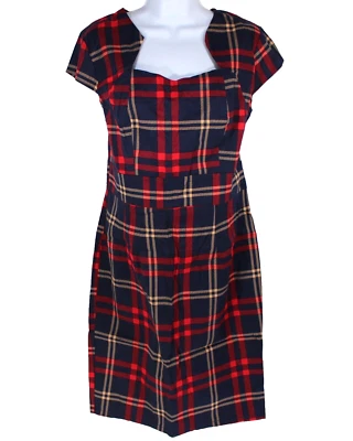 Grace Karin Dress Size L Large Red Plaid Bodycon Cap Sleeve Preppy Academia NEW - Image 1 of 4