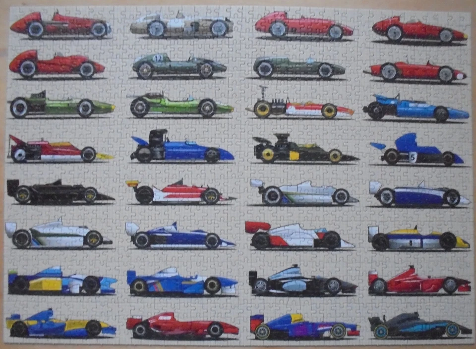 Jigsaw 1000 pieces Grand Prix Motor Racing Cars through the ages - Image 1 of 1