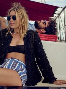 Giacca Free People fatta a mano macramè nera di Heirloom Medium $298 - Foto 1 di 4