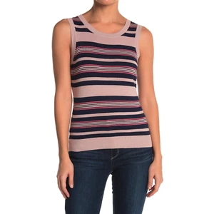Halogen Nordstrom Womens Striped Crew Neck Sleeveless Top Pullover S Small - Picture 1 of 8