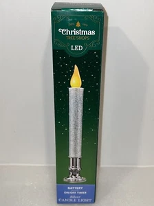 LED Candle Light 9” Silver Glitter AA Battery Holiday Christmas NEW - Picture 1 of 13