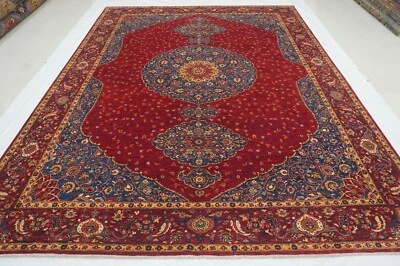 9 x 12 ft Red Farahan Afghan Super Fine Hand Knotted Medallion Oriental Rug - Image 1 of 4