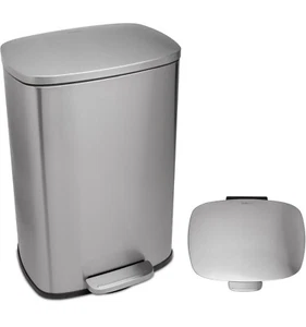 QUALIAZERO 50L / 13 Gallon Stainless Steel Step-On Trash Can - Picture 1 of 3