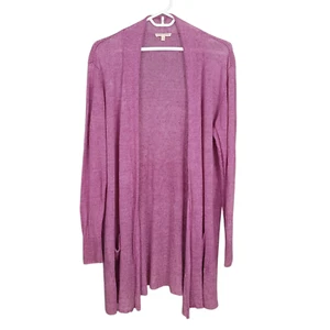 EILEEN FISHER Strickjacke Pullover Gr. L lila Leinen Strick vorne offen langarm - Bild 1 von 11