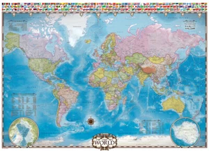 Eurographics Map of the World with Flags 1000 Piece Jigsaw Puzzle - Picture 1 of 3